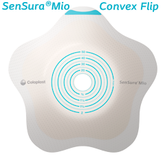 SenSura Mio Convex Flip per persone stomizzate con un’area sporgente o un’ernia nella regione addominale.